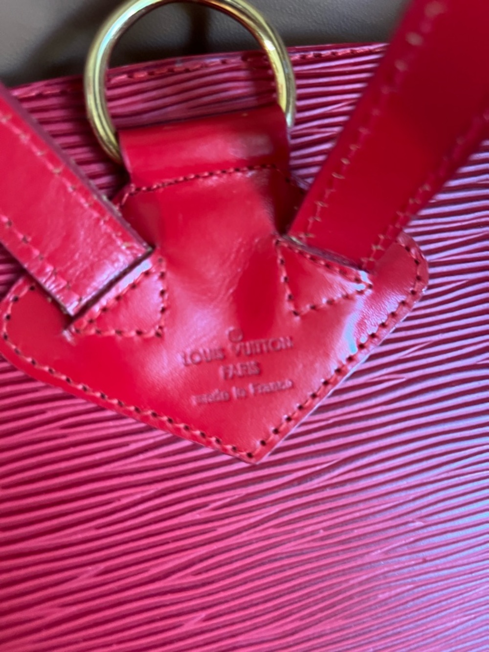 Louis Vuitton Vintage Ref Leather & Red Suede Women's Red Back pack Gold accents - Picture 4 of 10